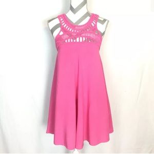 MITTOSHOP Tunic Dress Pink Sleeveless Loose Fit S